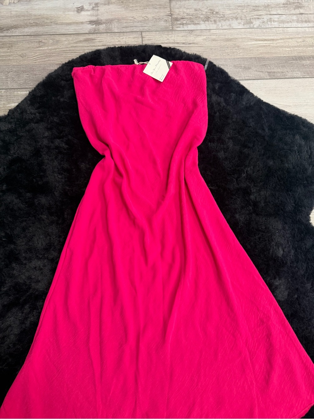 See You Monday Strapless Fuchsia Maxi Dress